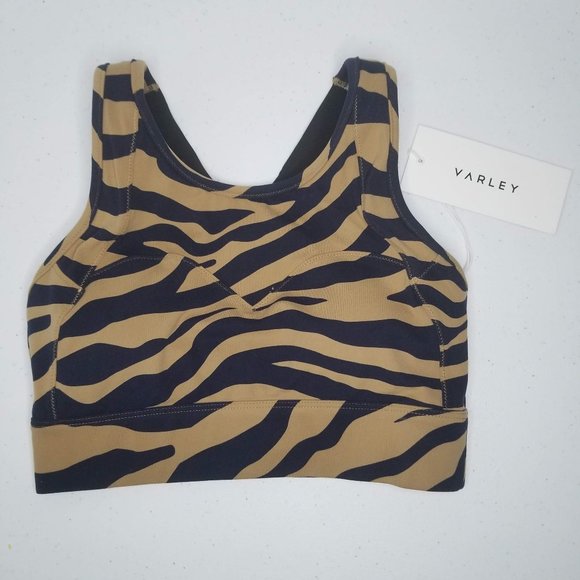 Varley Other - Varley Bassett Bra in Buck Zebra S (Anthropologie) Dark blue Beige NWT